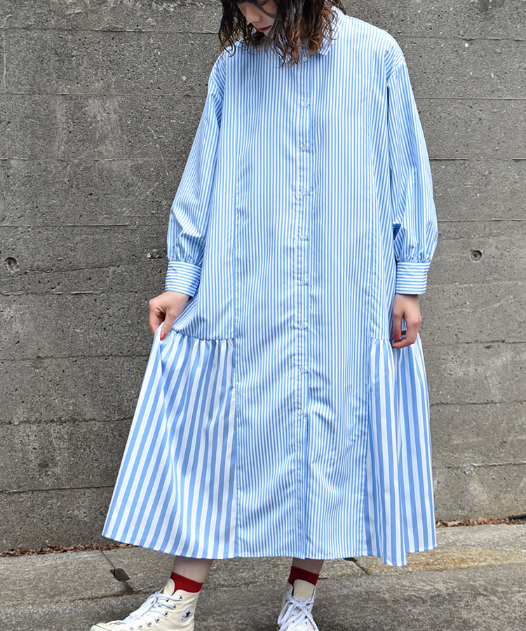 パッチワークストライプワンピース | Bleu Bleuet（ブルーブルーエ