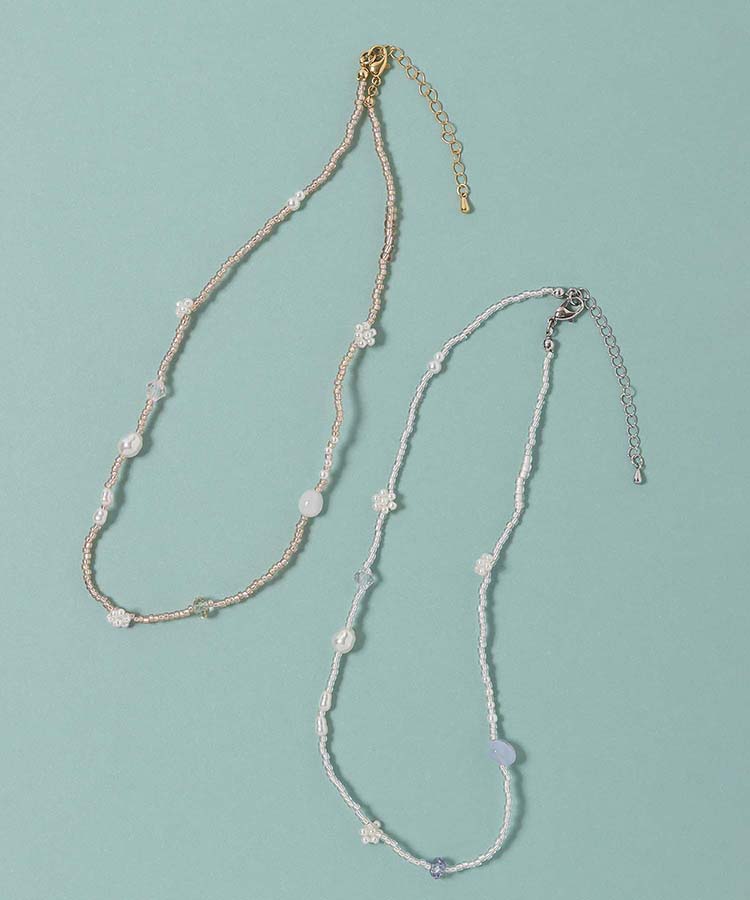 le petale天然石とパールのビーズネックレス | Bleu Bleuet（ブルー