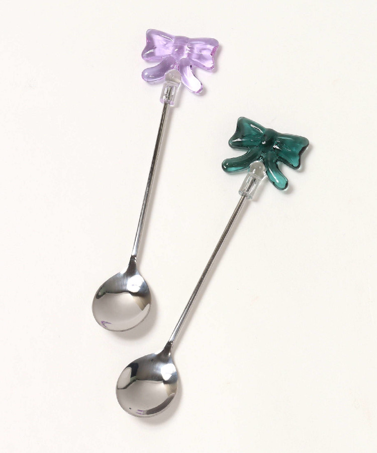 【専用です】フランスアンティーク✨️可愛いリボンモチーフ✨️ティースプーン　２本 リボンモチーフガラススプーン | Bleu Bleuet（ブルーブルーエ）公式通販