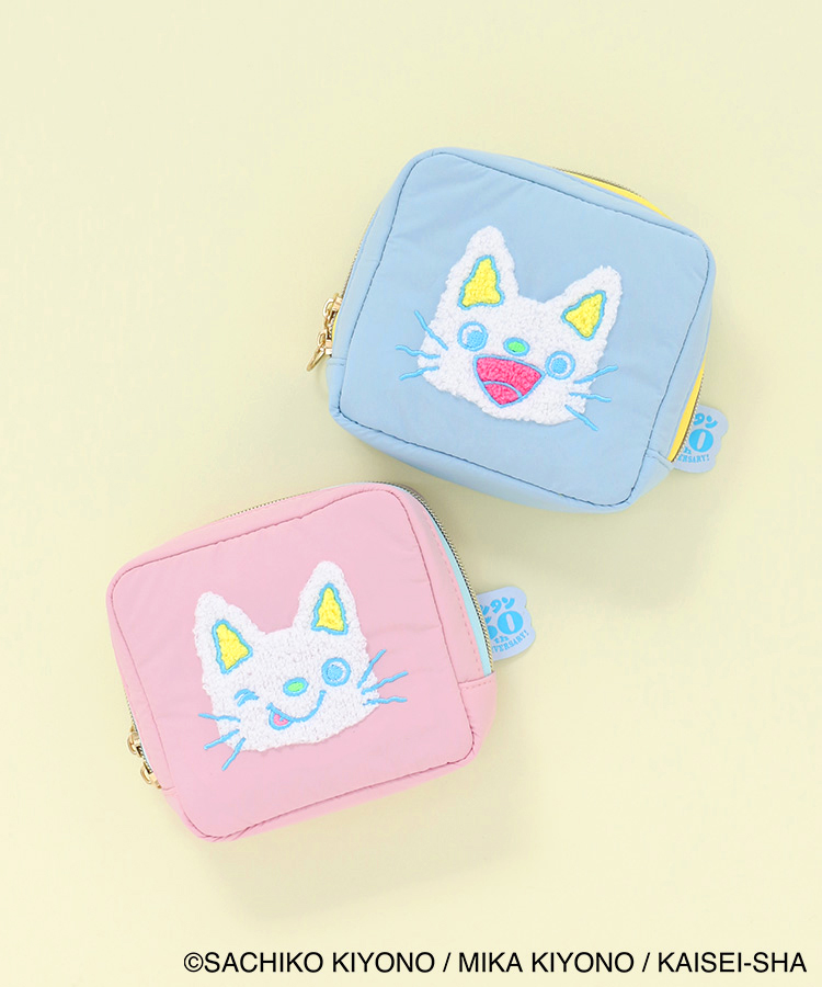 なほさん　　シングル2枚　ピンク・ブルー ノンタン4サガラ刺繍スクエアポーチ | Bleu Bleuet（ブルーブルーエ