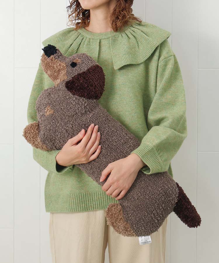 犬の刺繍入りロングクッション いぬもこもこロングクッション | Bleu Bleuet（ブルーブルーエ）公式通販